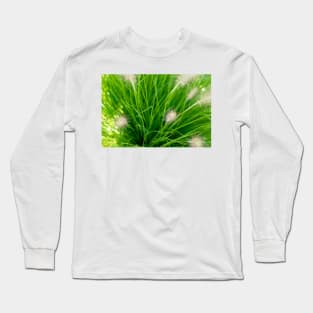 Bright spring grass field with sunlight bokeh background; selective focus Long Sleeve T-Shirt